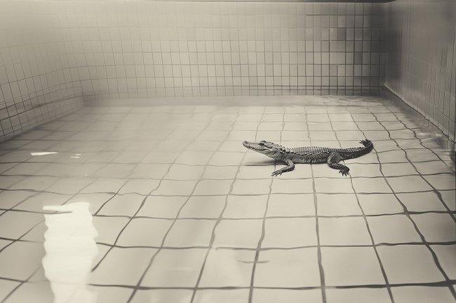 Un caimán en la piscina