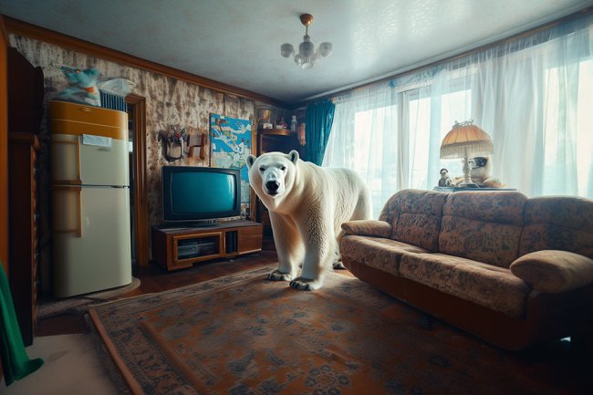 Oso polar en casa