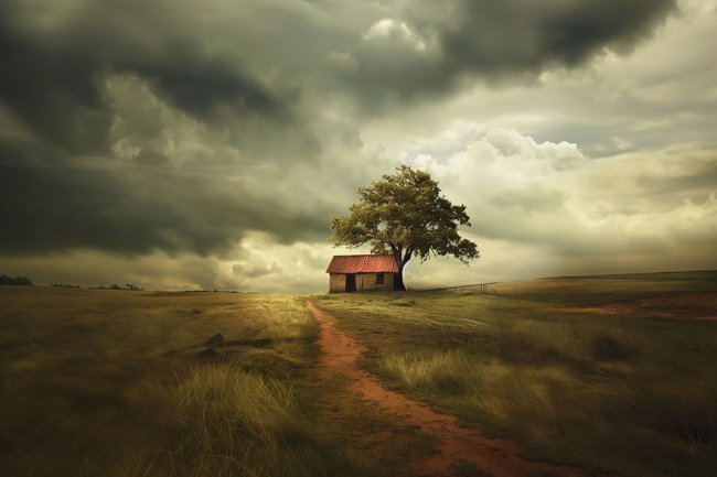 Casa con árbol