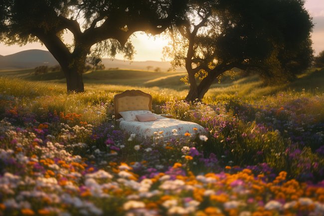 Cama con olor a flores