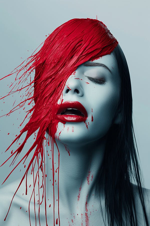 Labios y pelo rojo