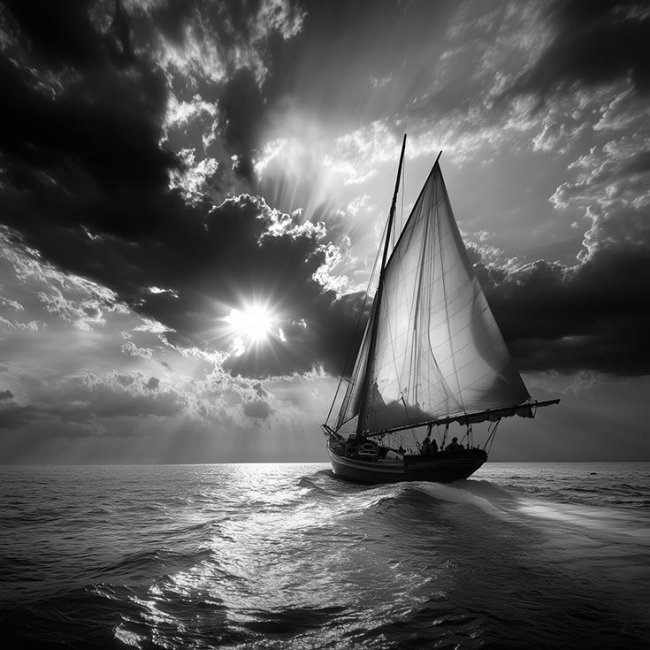 Barco hacia el horizonte
